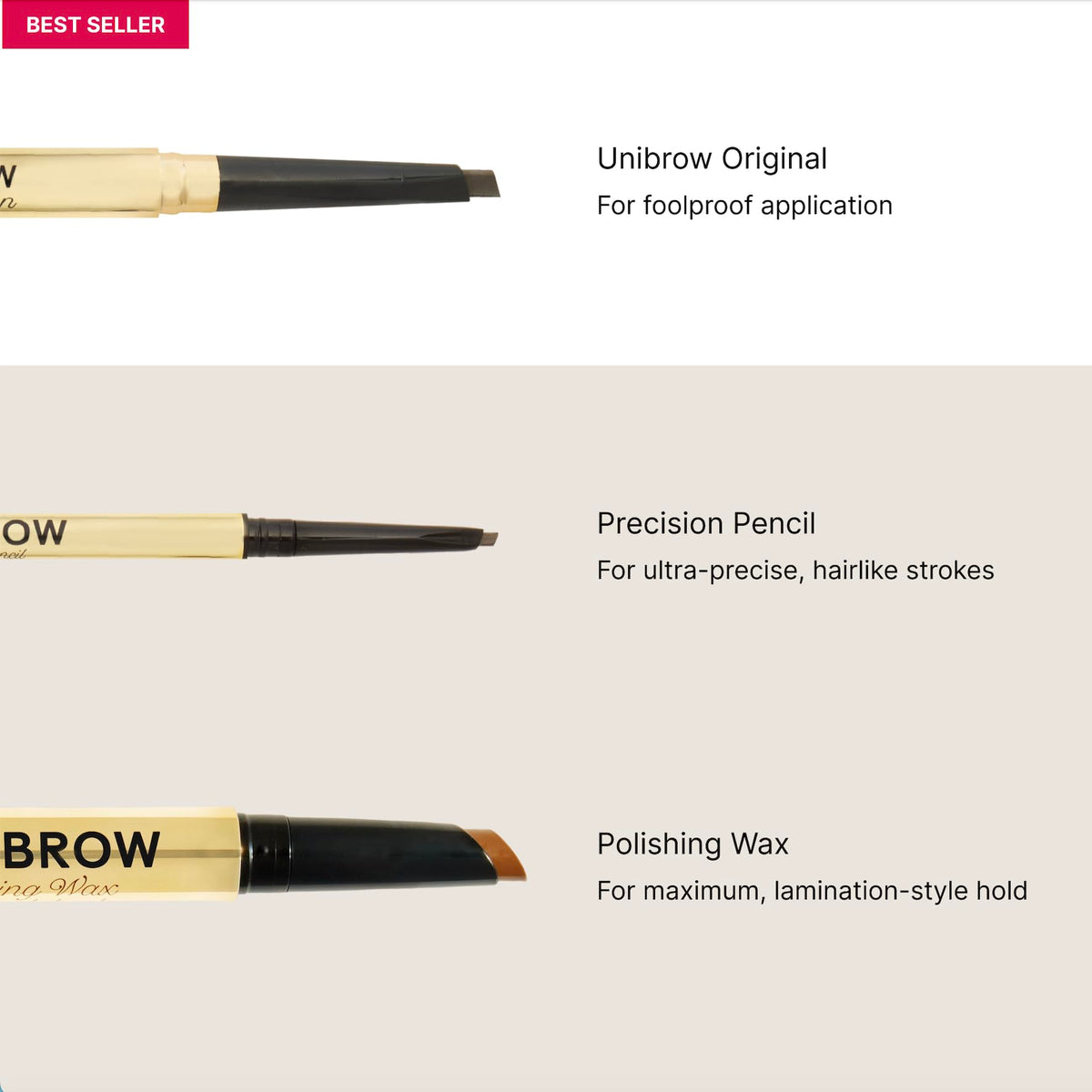 Winky Lux Uni-Brow held in hand to show size and travel-friendly convenience benefit