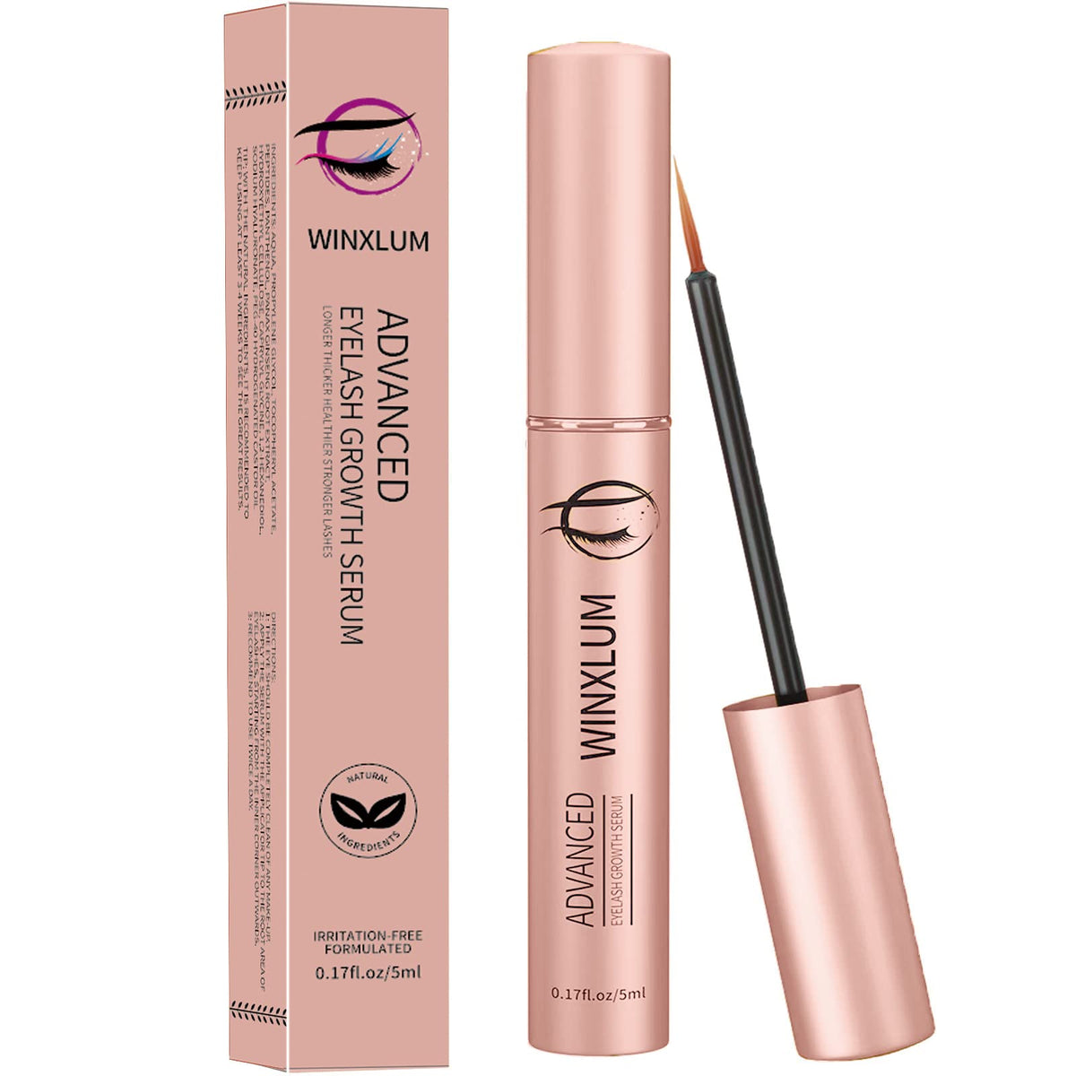 Winxlum front packaging showing product and benefits for fuller lashes
