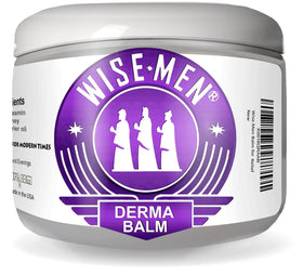 Wise Men Derma Relief Balm front jar showing label and compact packaging for travel