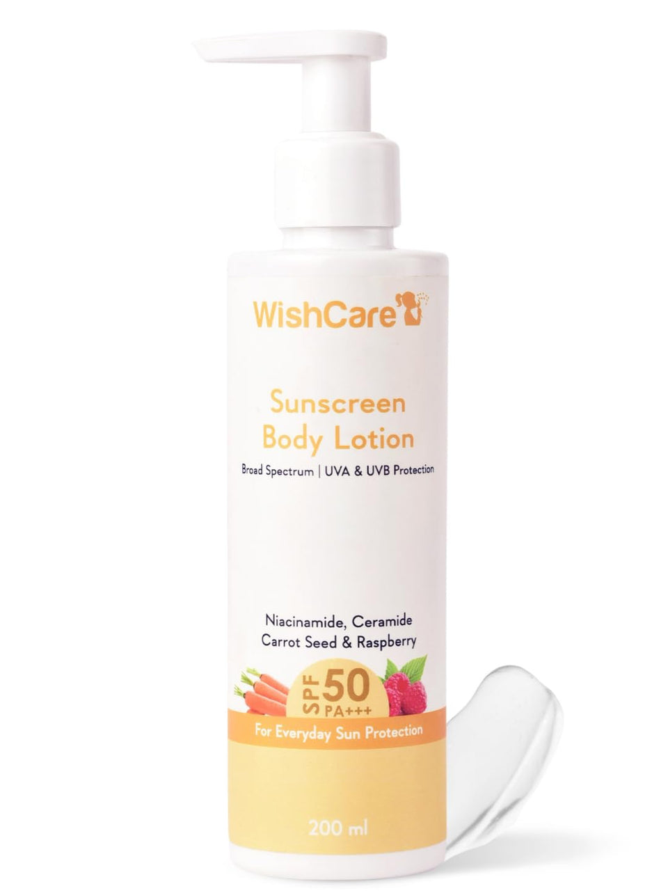 WishCare front packaging 200ml showing SPF50 for clear protection