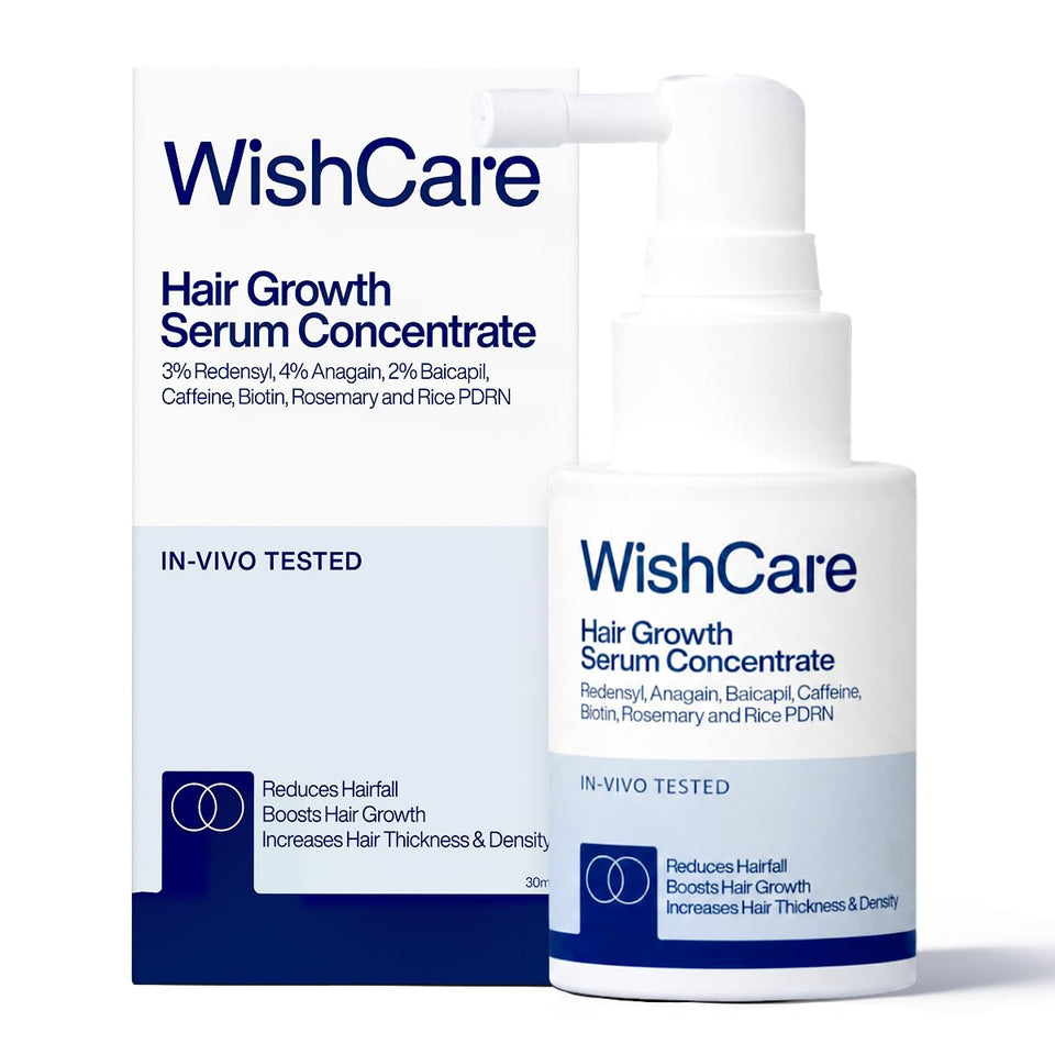 WishCare front packaging showing bottle and box, conveys clean hair-care benefit