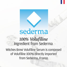 Witches Brew ingredient label close-up highlighting Sederma Volufiline