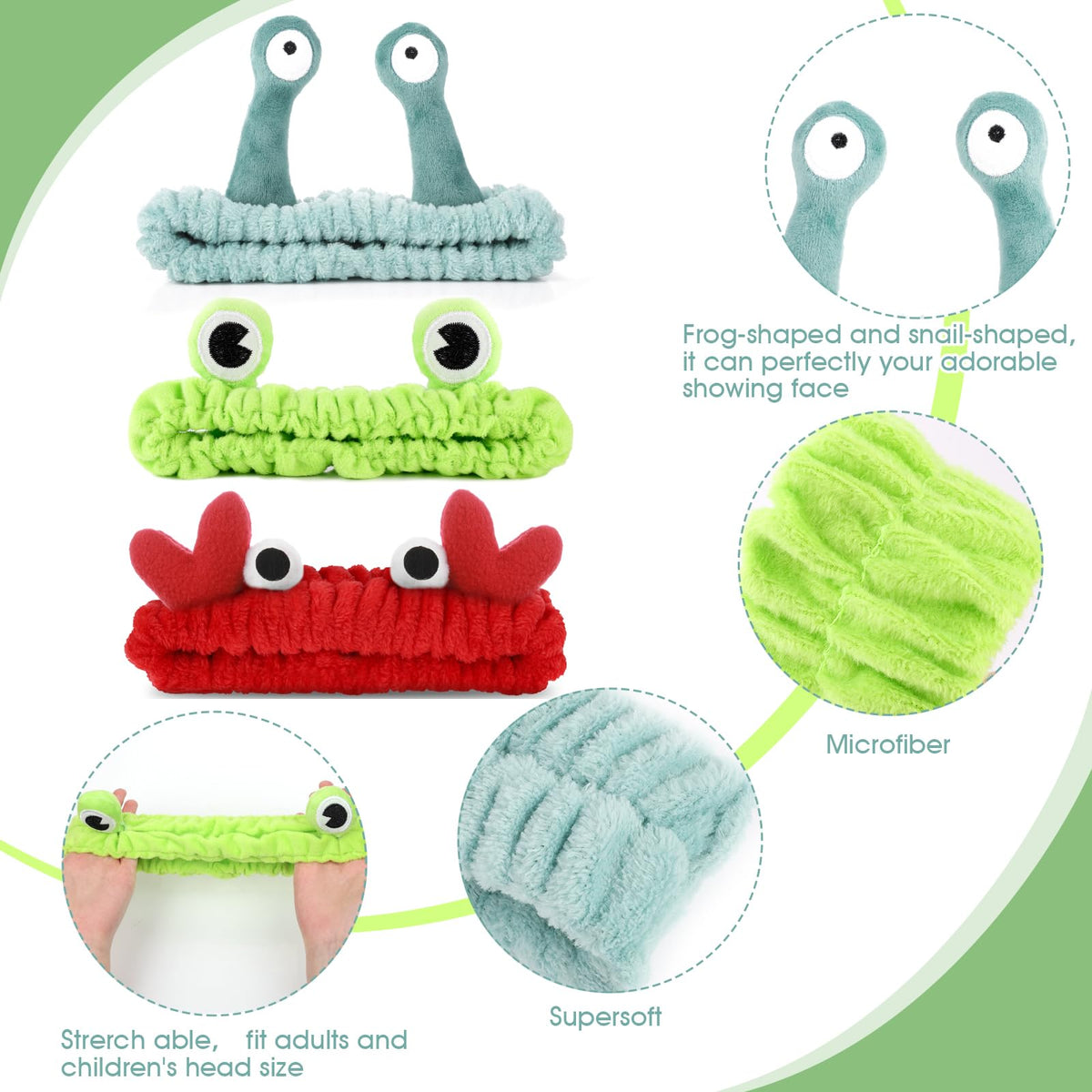 WLLHYF frog headband worn by model keeps hair off face during skincare