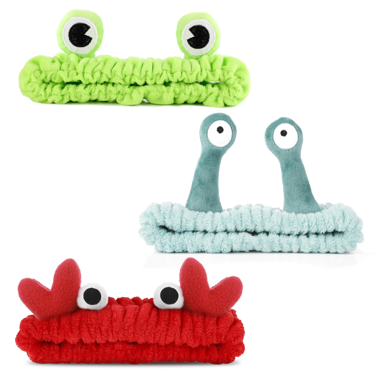 WLLHYF front view of three headbands shows cute designs and easy storage