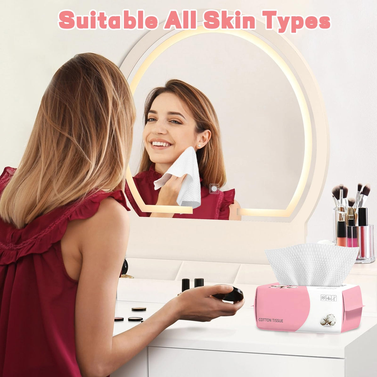 WMQL towels on bathroom counter in lifestyle scene for convenient daily care benefit