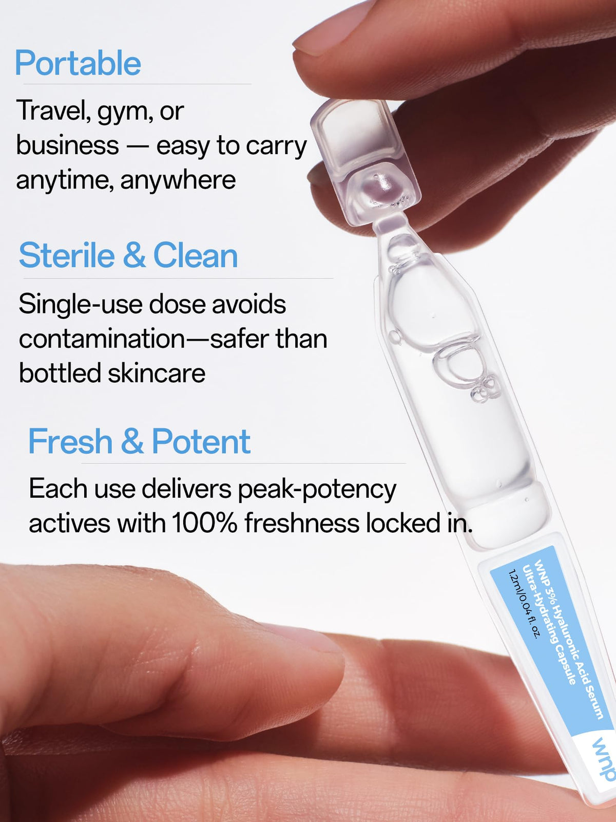 WNP applying serum on hands to show quick absorption