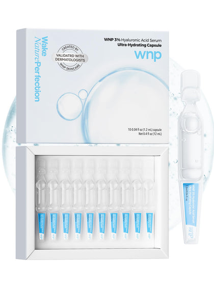 WNP front packaging showing ten single-use hydrating vials and benefits