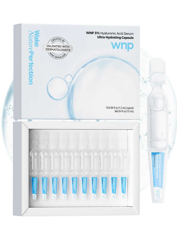 WNP front packaging showing ten single-use hydrating vials and benefits