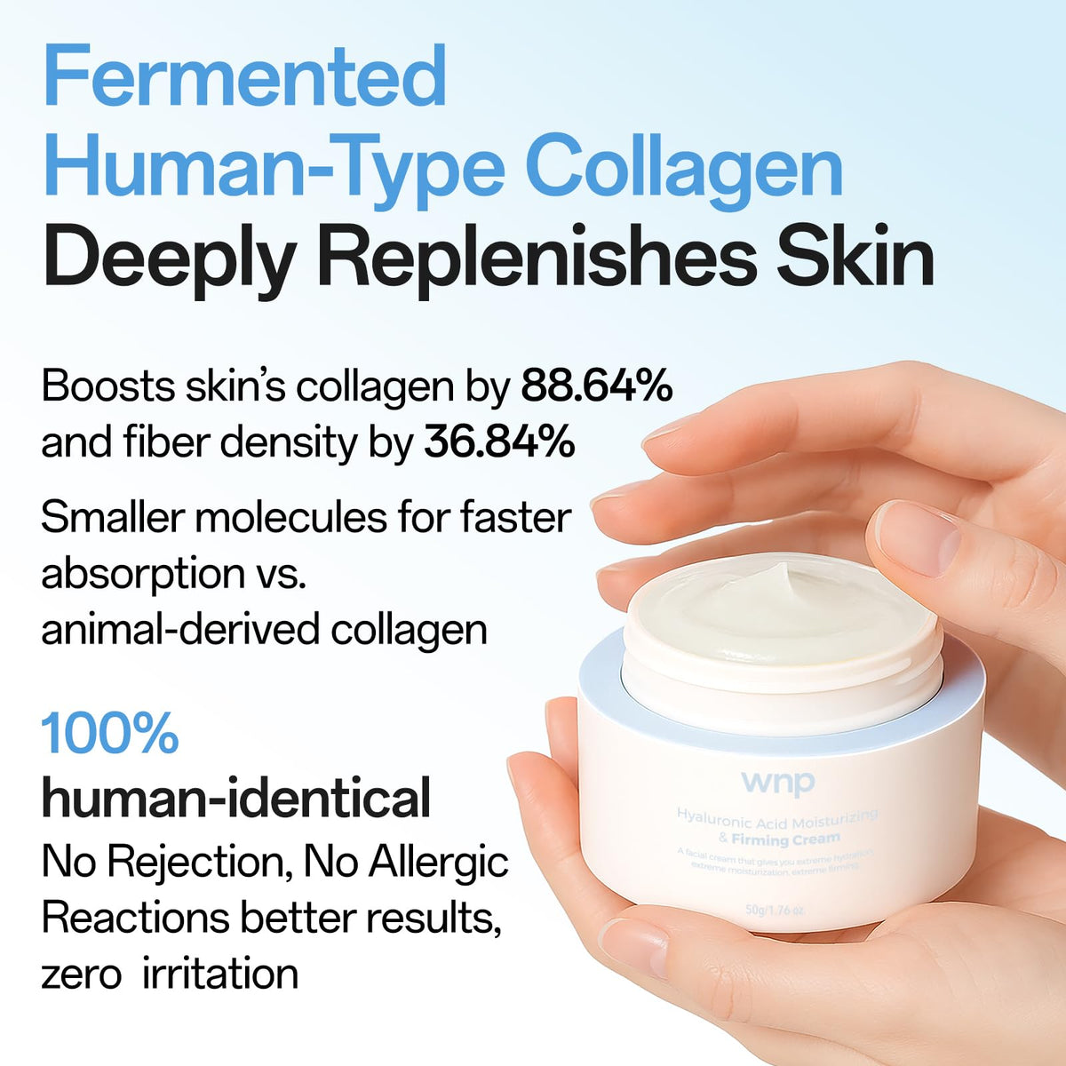 WNP cream texture close-up demonstrating lightweight smooth absorption benefit