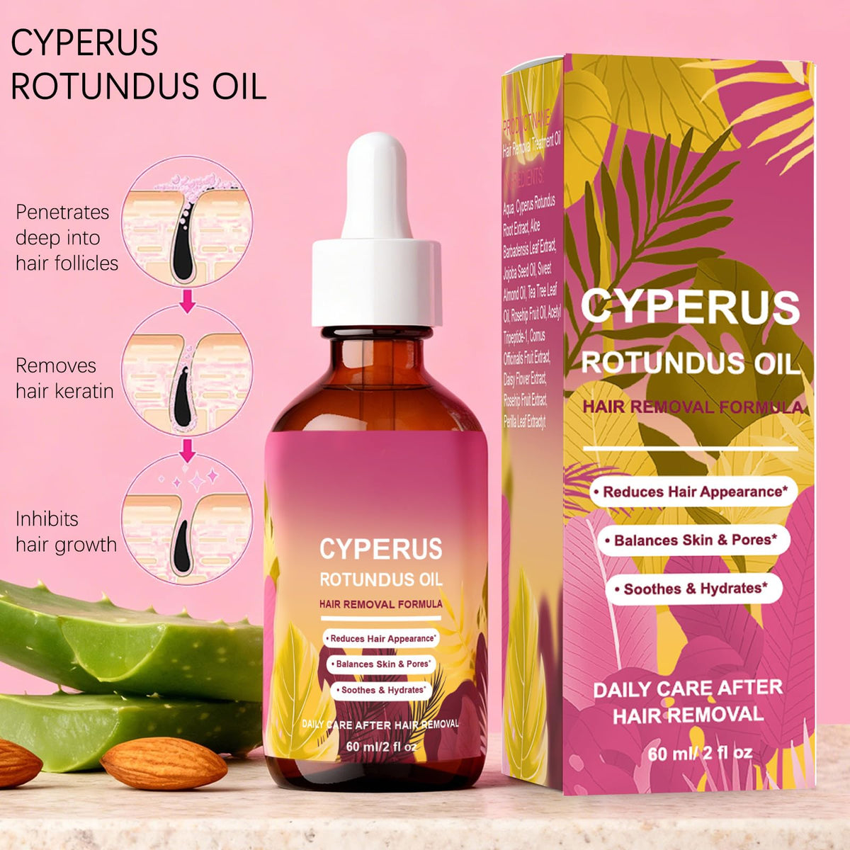 WOJJ botanical Cyperus root image emphasizing natural active ingredient