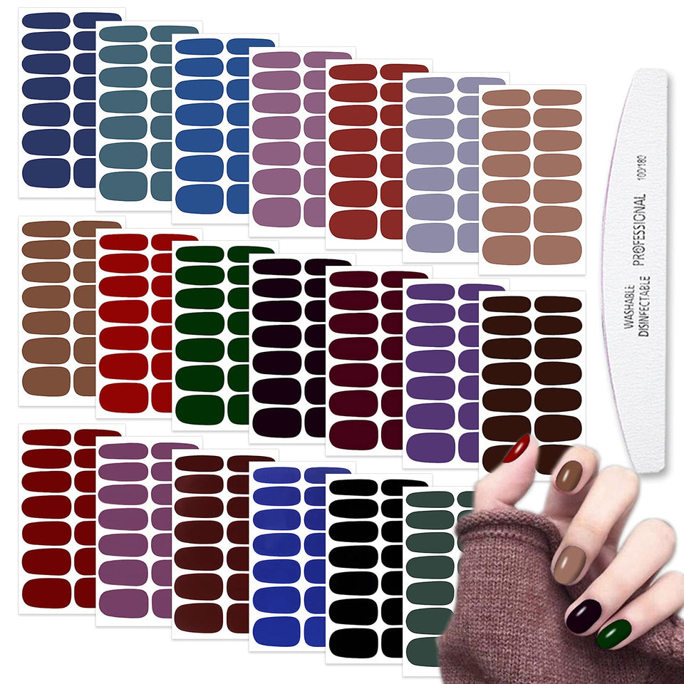 WOKOTO front packaging showing full-wrap dark color sheets and nail file benefit quick selection