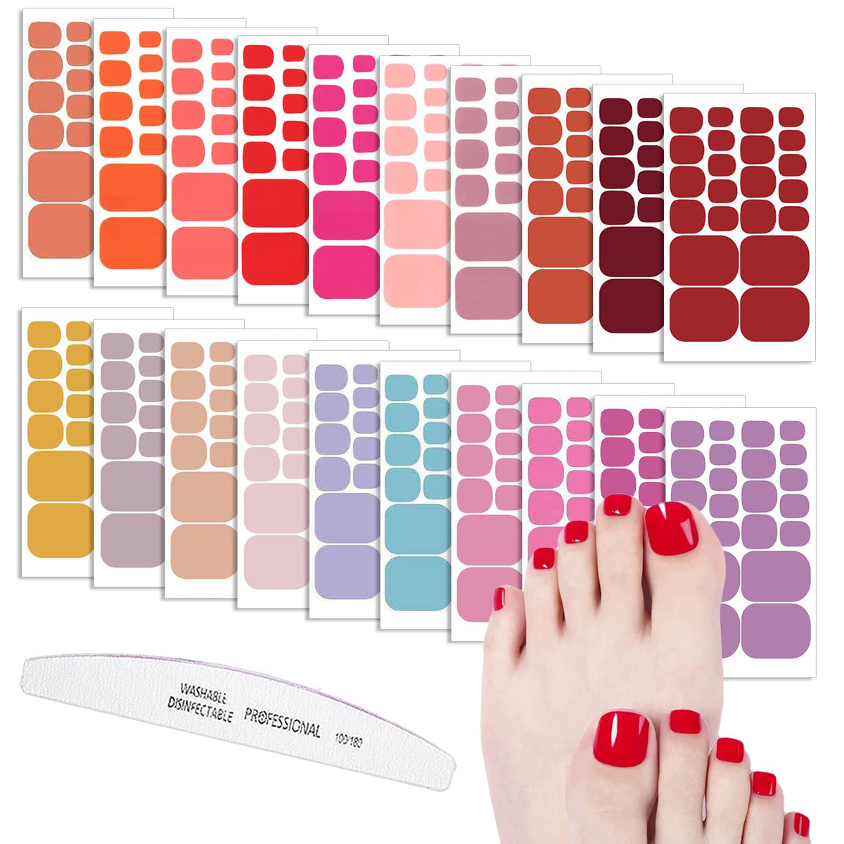 WOKOTO front packaging showing 20 sheets and included nail file for convenience