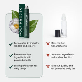 Product label close-up displaying The Wolf Project ingredients and vegan cruelty-free badge