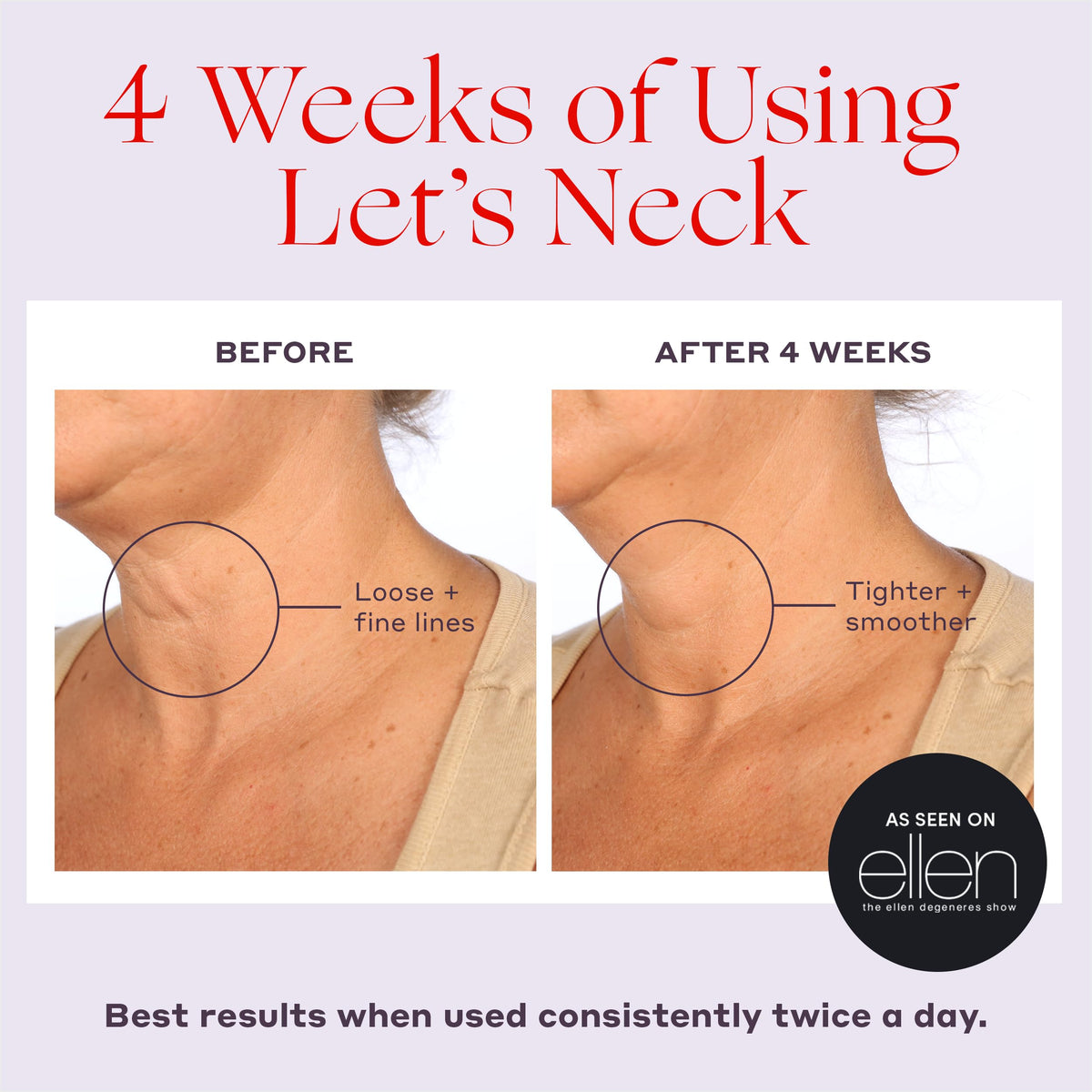 Womaness applying serum to neck demonstrating lifting motion and cooling sensation