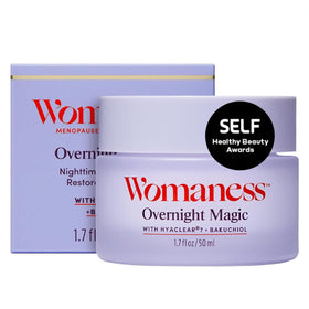 Womaness front jar showing product packaging and brand clarity benefit