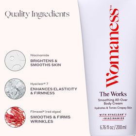 Womaness ingredient focus on hyaluronic complex for layered hydration