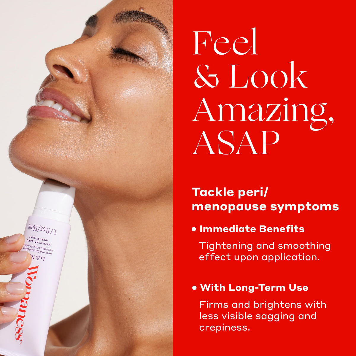 Womaness serum texture droplet highlighting lightweight hydration and quick absorption