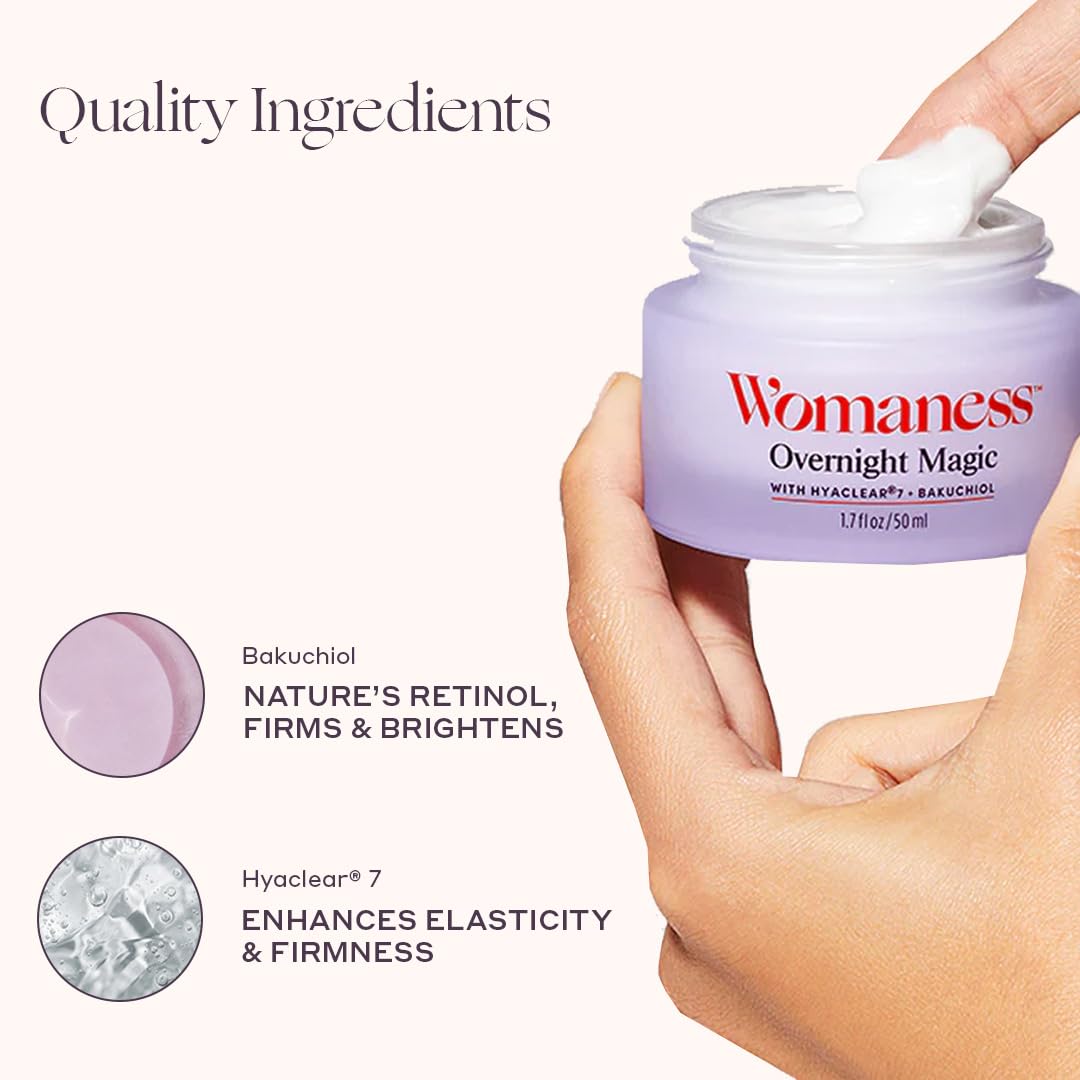 Womaness texture close-up highlighting lightweight cream and fast absorption