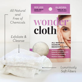 WONDER CLOTH in use removing eye makeup quickly with just water for convenience