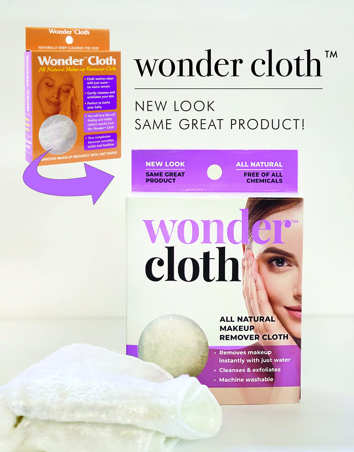 WONDER CLOTH on bathroom counter with cleanser-free routine for sustainable skincare