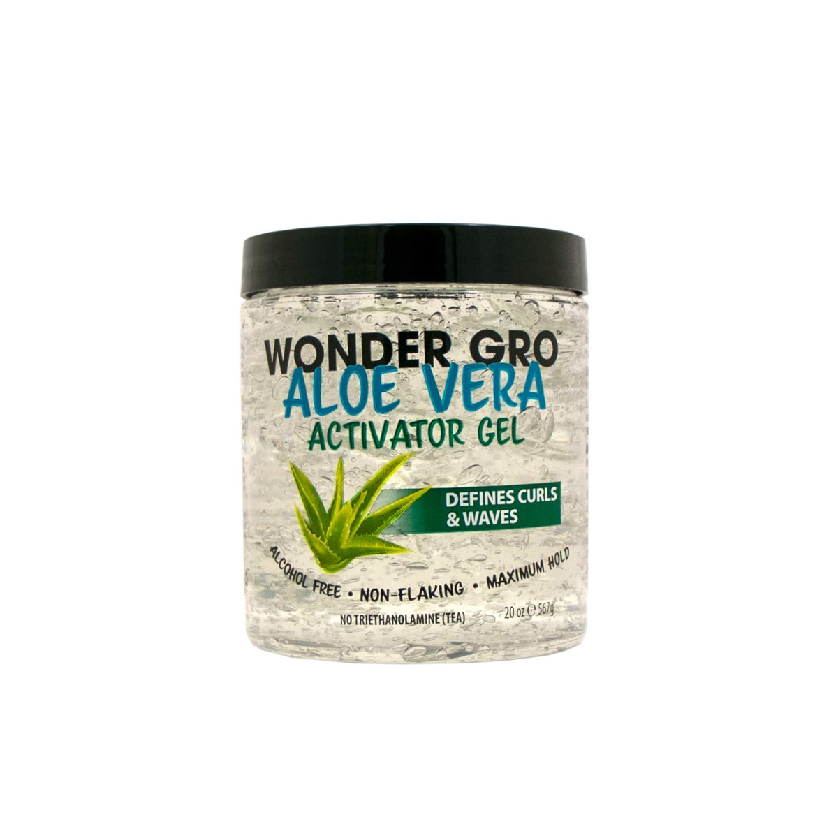 Wonder Gro bottle front view showing 20 fl oz and curl-defining benefits