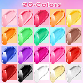 Woobena color swatches lined up to show shade range and blending possibilities