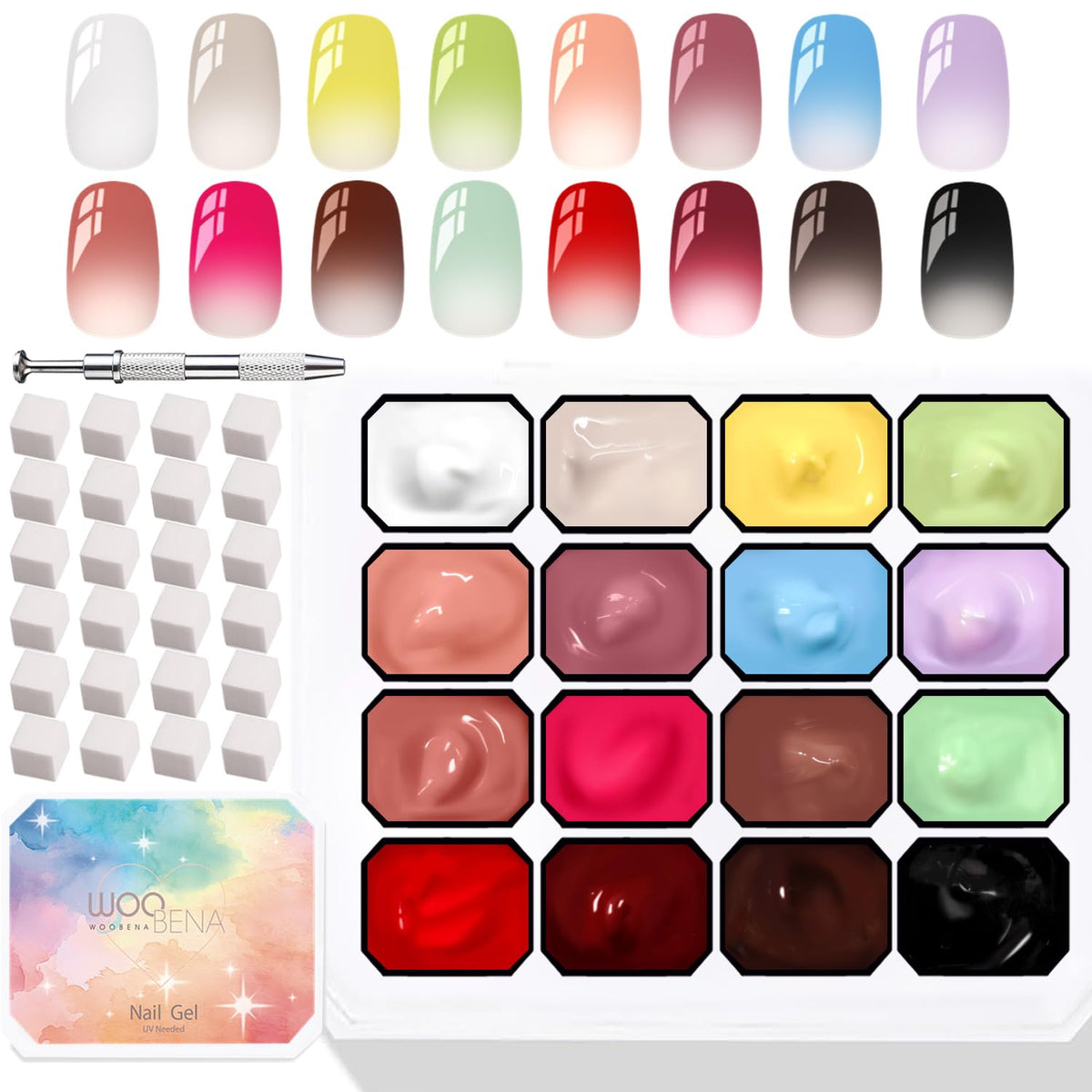 Woobena front packaging showing kit contents and vibrant colors for easy setup
