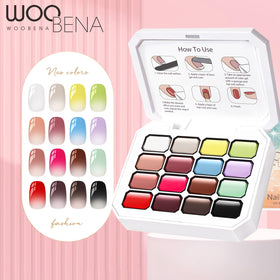 Woobena ombre nail in progress on hand, showing smooth gradient results
