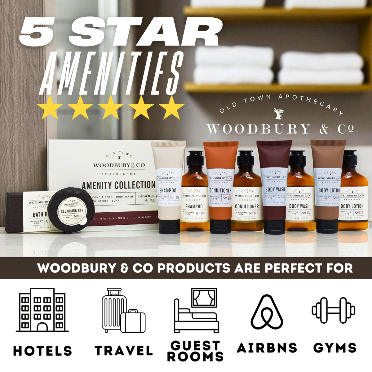 HOTEL EMPORIUM WOODBURY & CO tube held in hand demonstrating travel-size portability