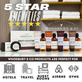 HOTEL EMPORIUM WOODBURY & CO tube held in hand demonstrating travel-size portability