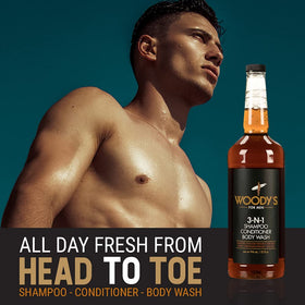 Woody's foam texture lather demonstrating rich cleansing and hydration