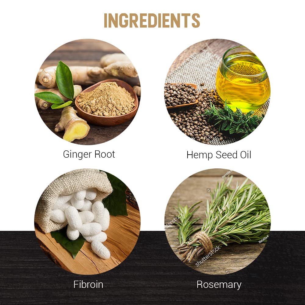 Woody's ingredient close-up ginger palmetto rosemary for care
