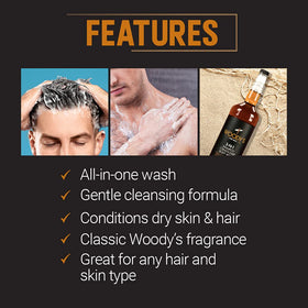 Woody's ingredients label detail highlighting marine extracts and aloe vera benefits