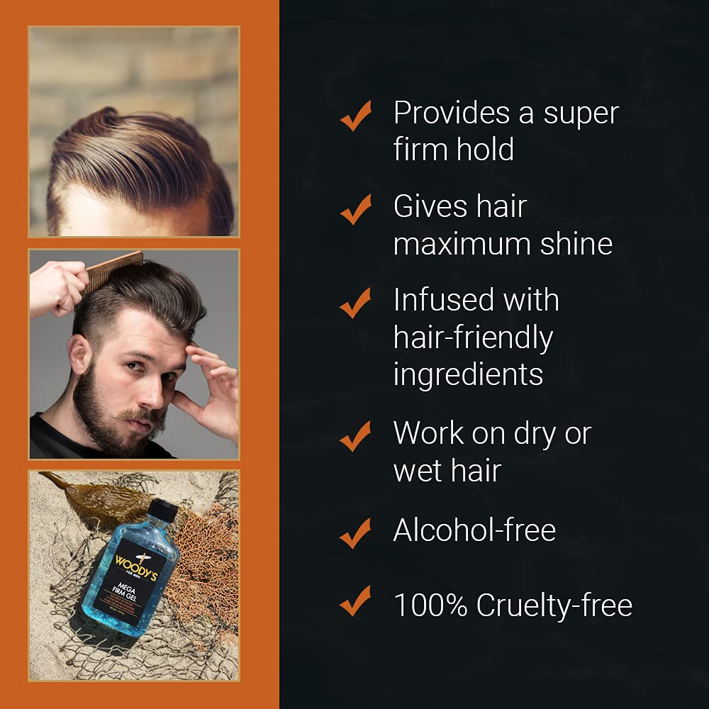 Woody's applying gel to hair demonstrating strong hold control