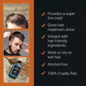 Woody's applying gel to hair demonstrating strong hold control