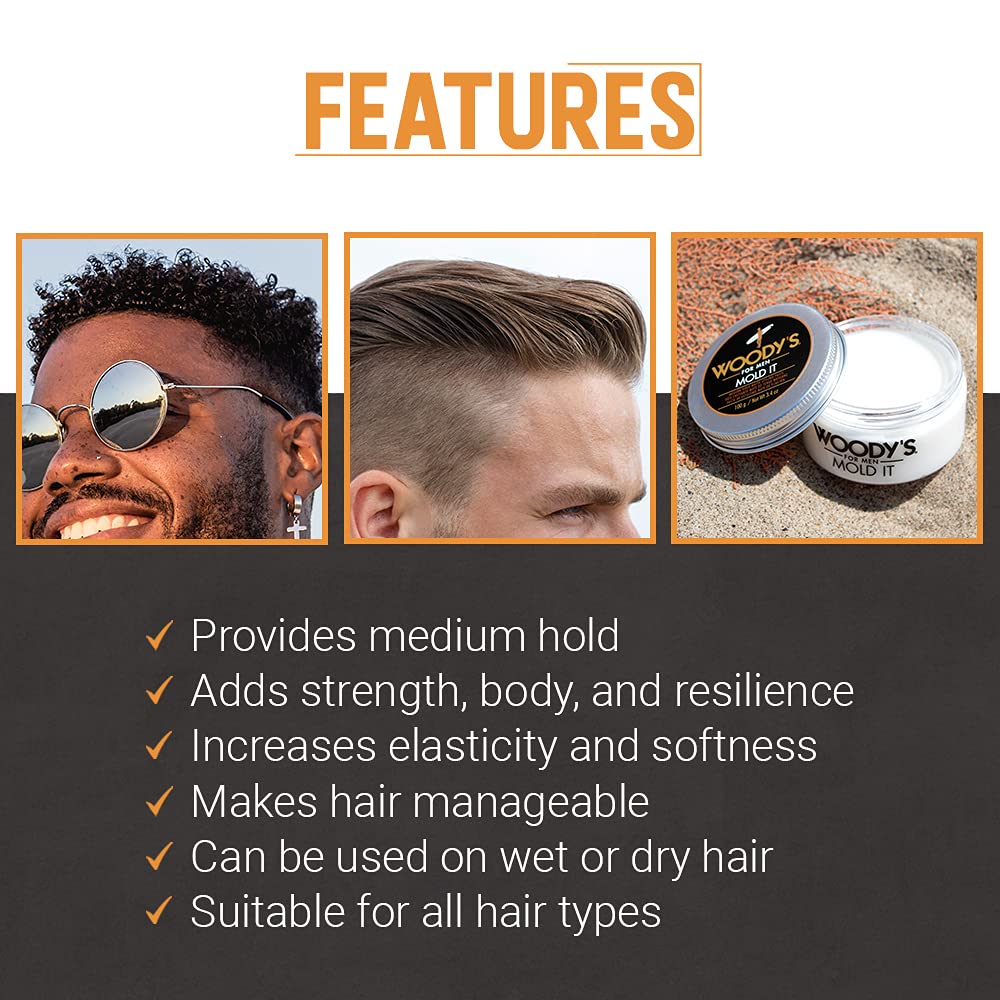 Woody's side label with ingredients list highlighting nourishing botanicals