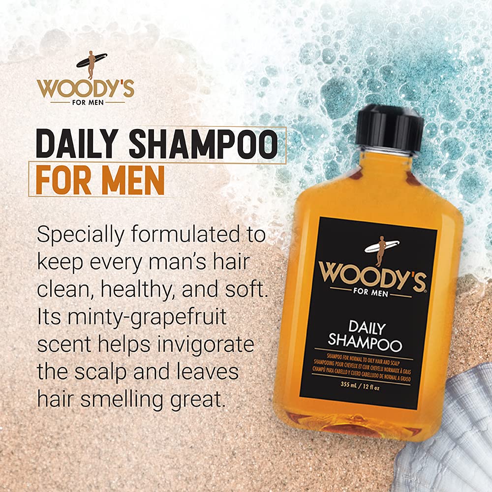 Woody's label close-up highlighting ingredients and easy pump