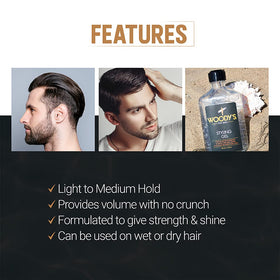 Man wearing Woody's styled short hair showing natural, touchable finish