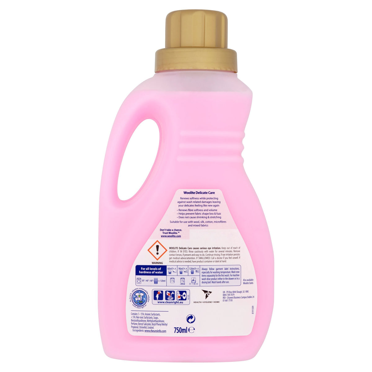 Woolite hand wash in a sink with delicate garment showing safe cleaning benefit