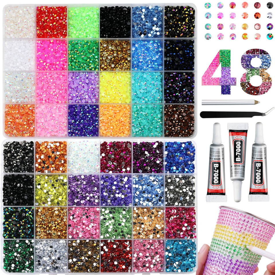 WOQPHU front packaging showing full 48,000-piece set and organized colors for convenience