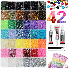 WOQPHU front packaging showing two clear storage boxes and colorful rhinestones for instant organization and use