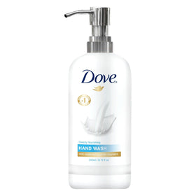 World Amenities Dove front bottle view showing clear label and pump for easy use