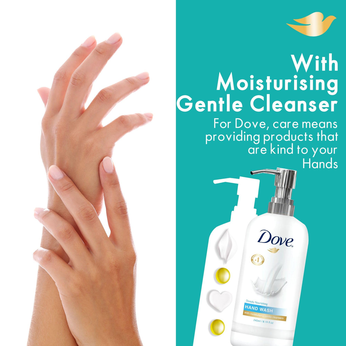 World Amenities Dove pump close-up highlighting hygienic dispensing and convenience