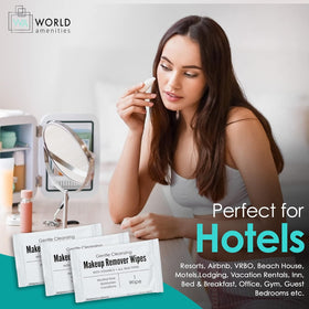 World Amenities close-up texture of oversized wipe showing soft, absorbent cloth