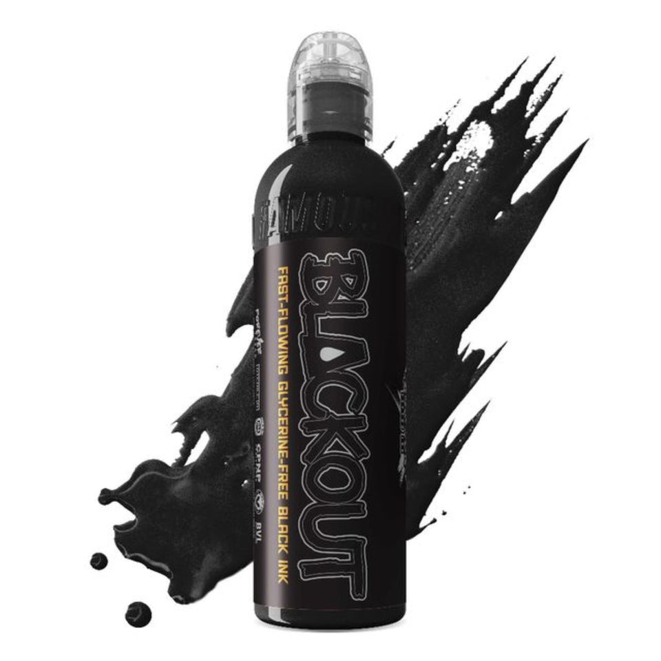 World Famous bottle front view showing black ink and professional labeling benefit clarity