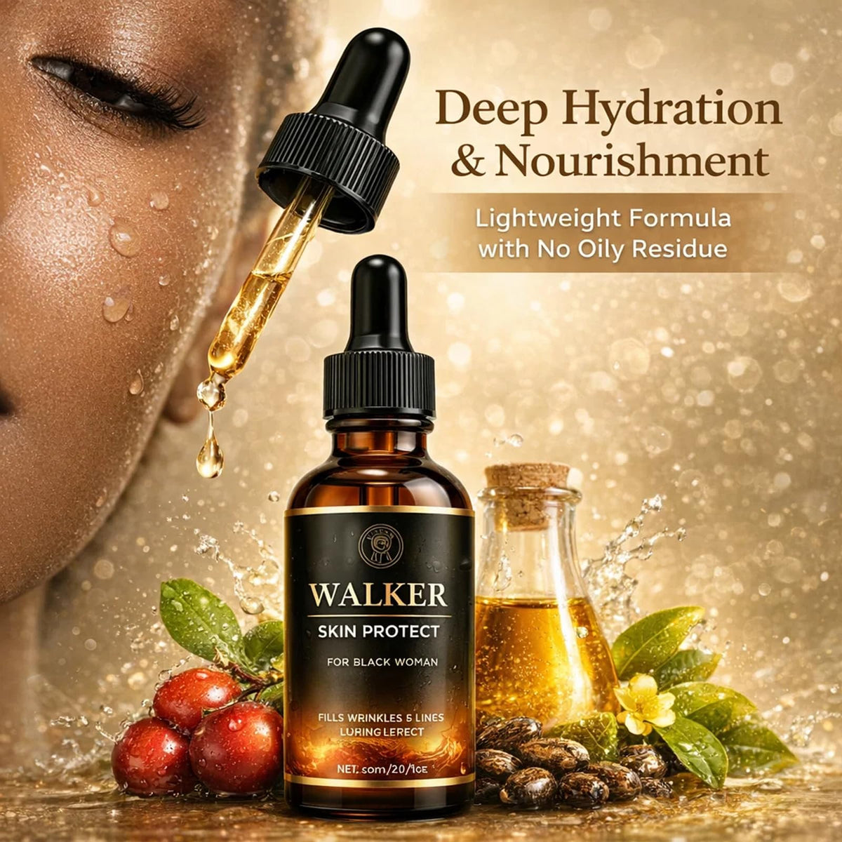 World Quick applying serum to face and neck for lifting effect