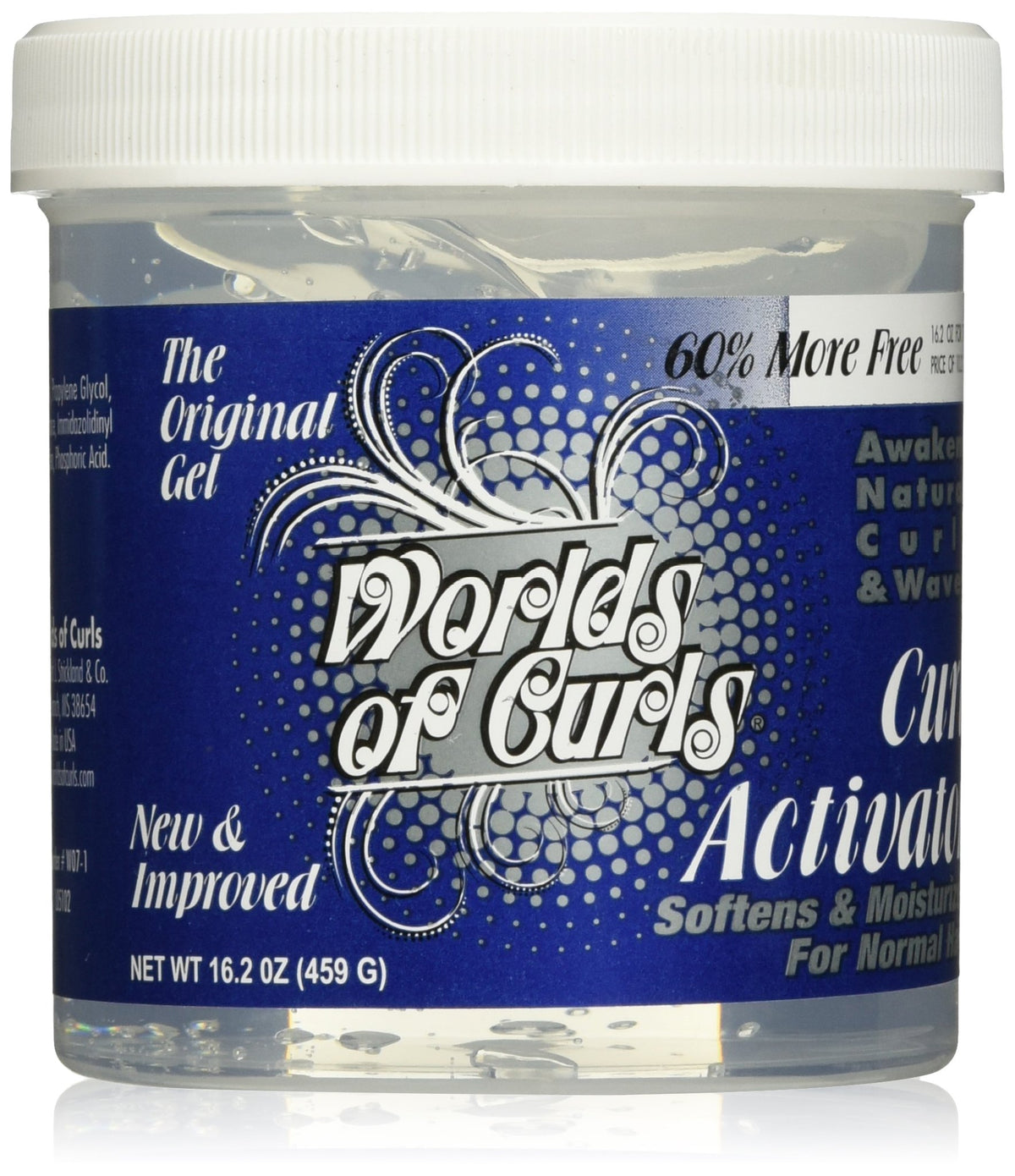 Worlds Of Curls front packaging showing 16.2 oz for clear product identification and confidence