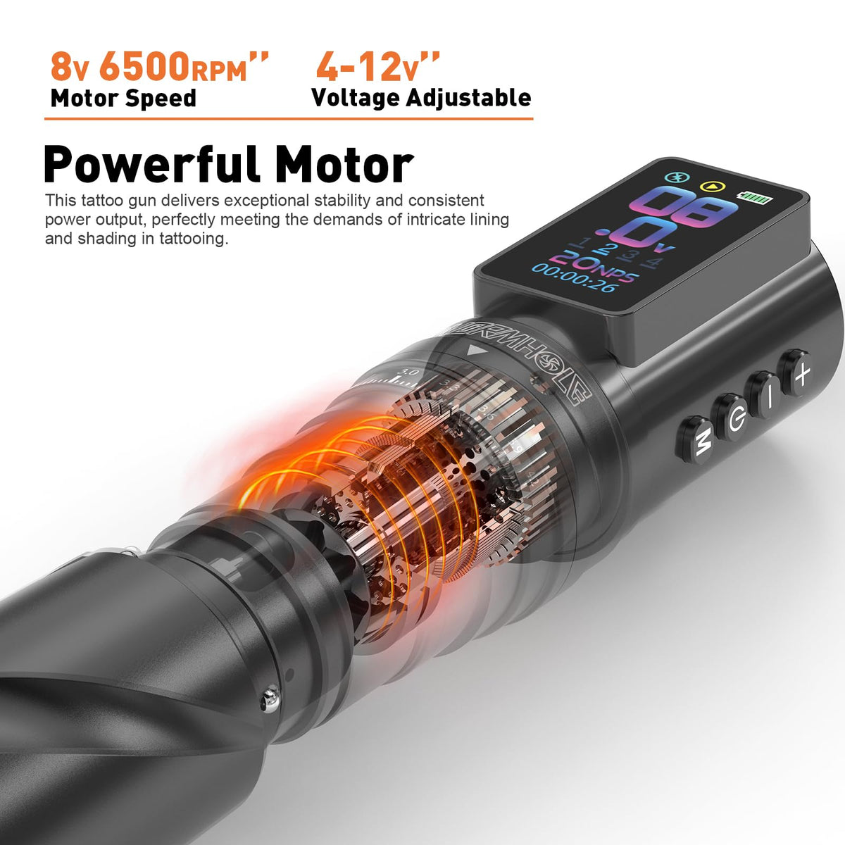 Wormhole Tattoo dual 2300mAh battery pack displayed for long-lasting sessions