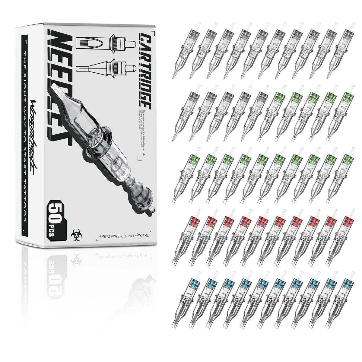 Wormhole Tattoo front packaging showing mixed 50pcs kit and benefits