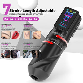 Wormhole Tattoo in-use with artist hand demonstrating smooth cord-free mobility